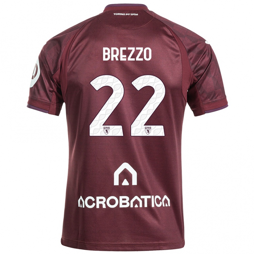 Kandiny Niño Camiseta Matteo Brezzo #22 Granate Blanco 1ª Equipación 2024/25 La Camisa Chile