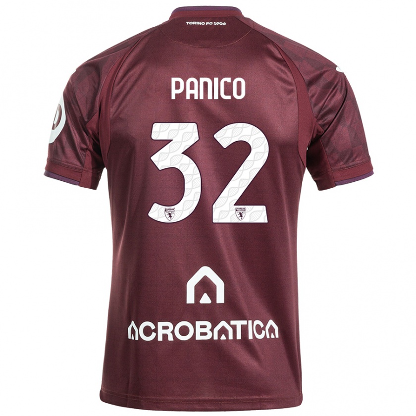 Kandiny Niño Camiseta Patrizia Panico #32 Granate Blanco 1ª Equipación 2024/25 La Camisa Chile