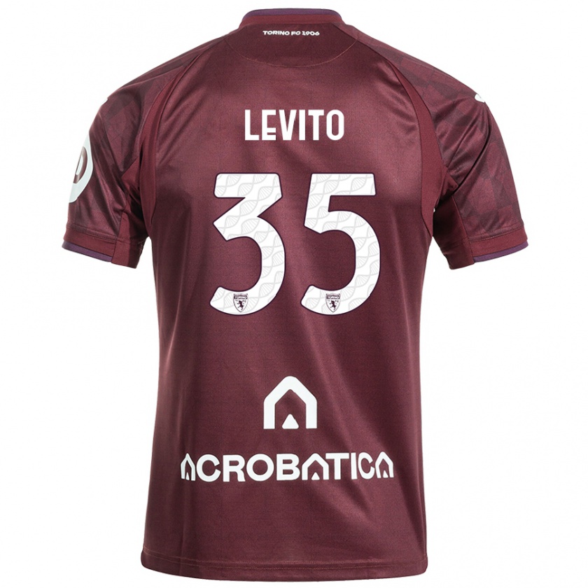 Kandiny Niño Camiseta Isabeau Levito #35 Granate Blanco 1ª Equipación 2024/25 La Camisa Chile