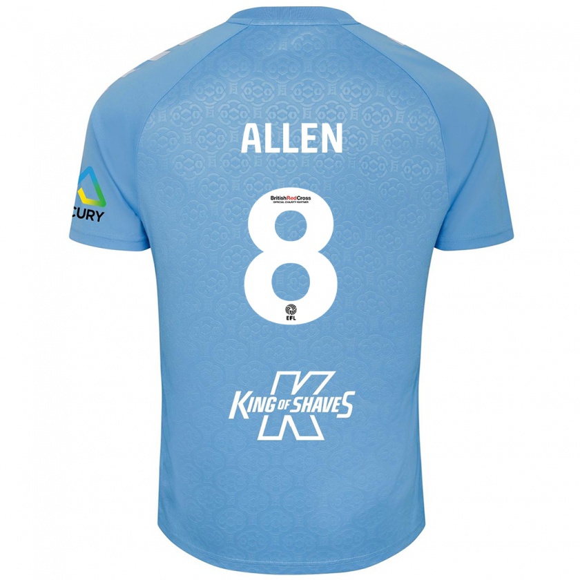 Kandiny Niño Camiseta Jamie Allen #8 Azul Blanco 1ª Equipación 2024/25 La Camisa Chile