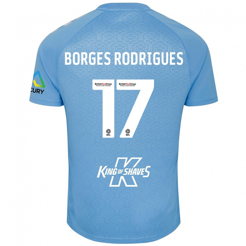 Kandiny Niño Camiseta Raphael Borges Rodrigues #17 Azul Blanco 1ª Equipación 2024/25 La Camisa Chile