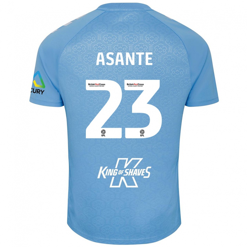 Kandiny Niño Camiseta Brandon Thomas-Asante #23 Azul Blanco 1ª Equipación 2024/25 La Camisa Chile