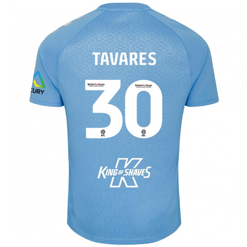 Kandiny Niño Camiseta Fábio Tavares #30 Azul Blanco 1ª Equipación 2024/25 La Camisa Chile