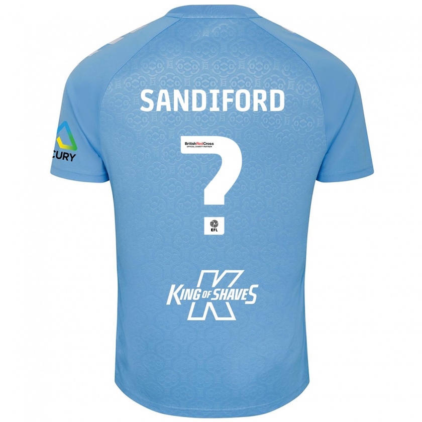 Kandiny Niño Camiseta Greg Sandiford #0 Azul Blanco 1ª Equipación 2024/25 La Camisa Chile