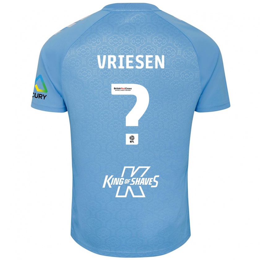 Kandiny Niño Camiseta Fabian Vriesen #0 Azul Blanco 1ª Equipación 2024/25 La Camisa Chile