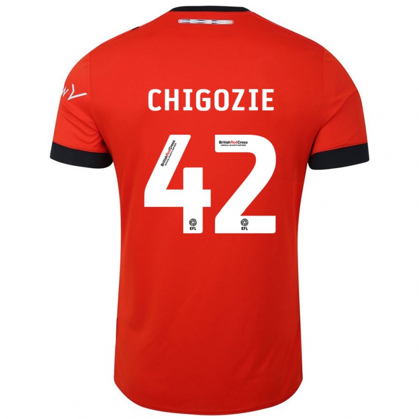 Kandiny Niño Camiseta Christian Chigozie #42 Naranja Negro 1ª Equipación 2024/25 La Camisa Chile