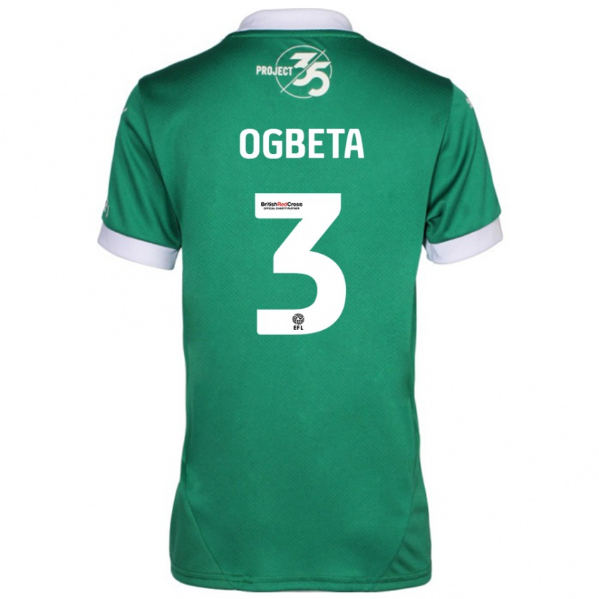 Kandiny Niño Camiseta Nathanael Ogbeta #3 Verde Blanco 1ª Equipación 2024/25 La Camisa Chile