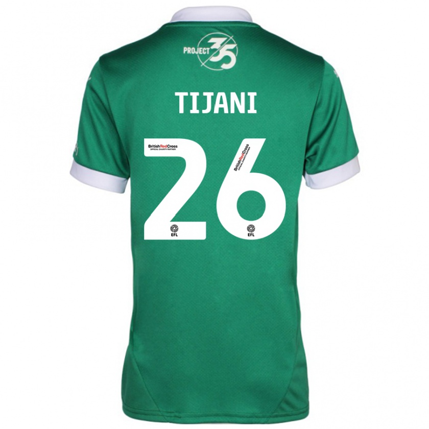 Kandiny Niño Camiseta Muhamed Tijani #26 Verde Blanco 1ª Equipación 2024/25 La Camisa Chile