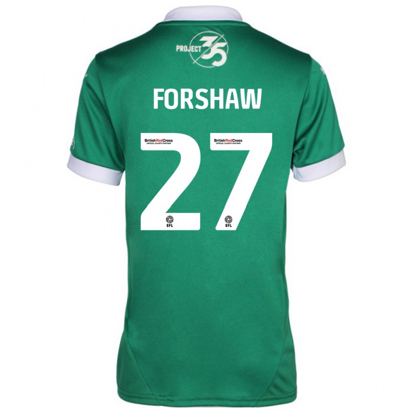 Kandiny Niño Camiseta Adam Forshaw #27 Verde Blanco 1ª Equipación 2024/25 La Camisa Chile