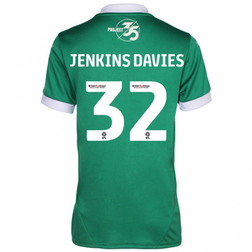 Kandiny Niño Camiseta Will Jenkins-Davies #32 Verde Blanco 1ª Equipación 2024/25 La Camisa Chile