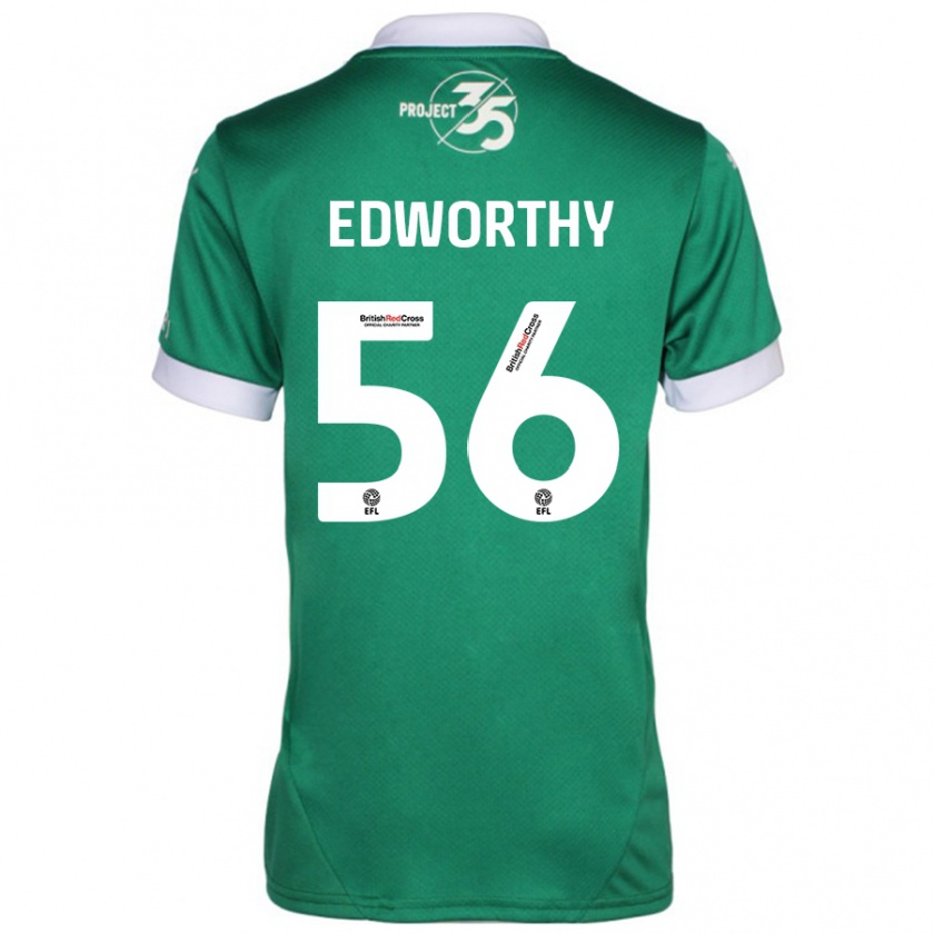 Kandiny Niño Camiseta Kieran Edworthy #56 Verde Blanco 1ª Equipación 2024/25 La Camisa Chile