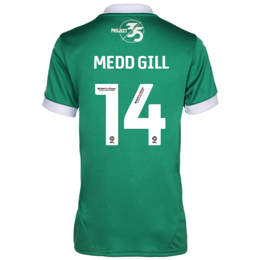 Kandiny Niño Camiseta Tamsin Medd-Gill #14 Verde Blanco 1ª Equipación 2024/25 La Camisa Chile