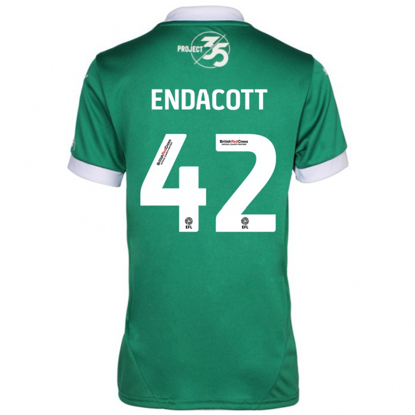 Kandiny Niño Camiseta Jack Endacott #42 Verde Blanco 1ª Equipación 2024/25 La Camisa Chile