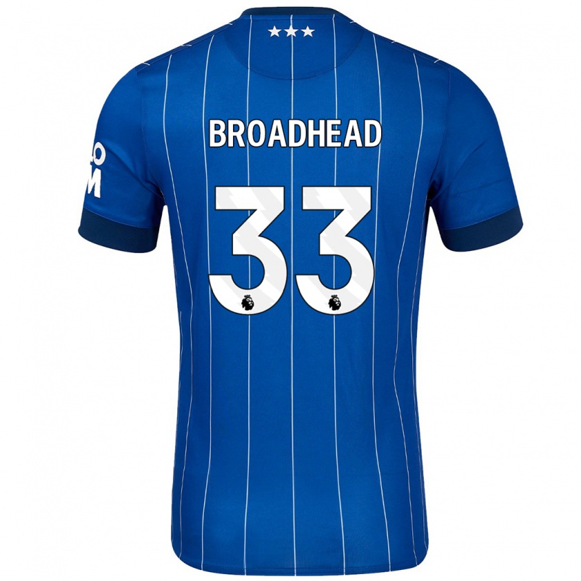 Kandiny Niño Camiseta Nathan Broadhead #33 Azul Marino 1ª Equipación 2024/25 La Camisa Chile