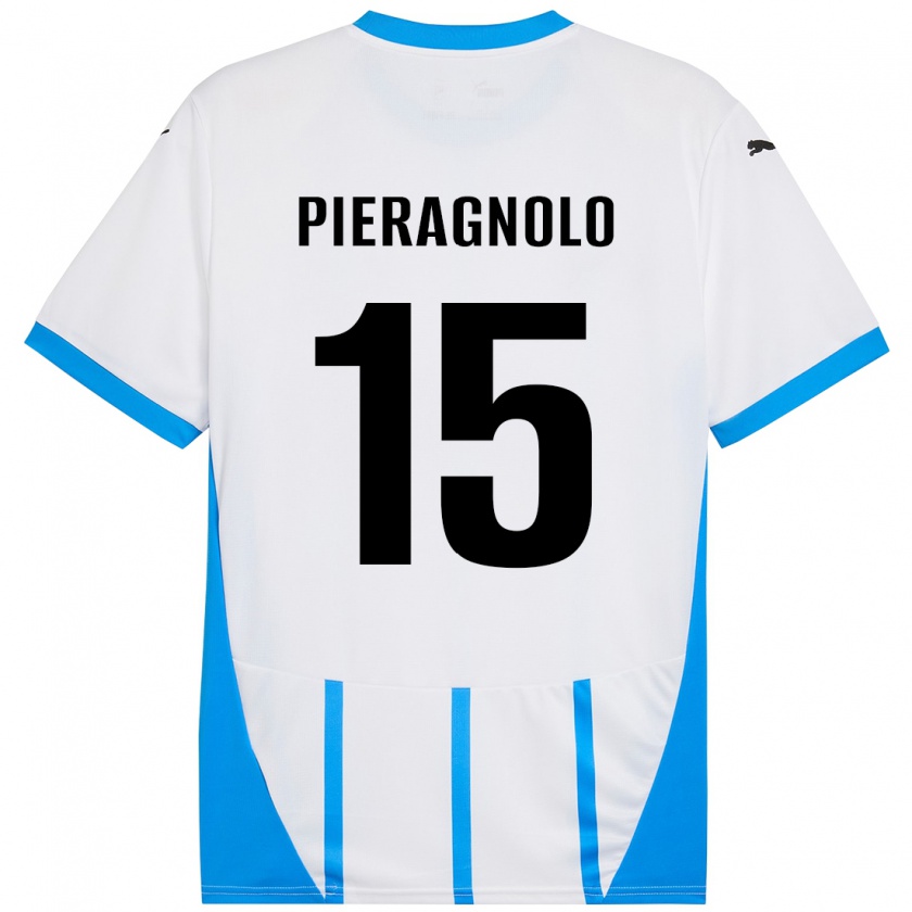 Kandiny Niño Camiseta Edoardo Pieragnolo #15 Blanco Azul 2ª Equipación 2024/25 La Camisa Chile