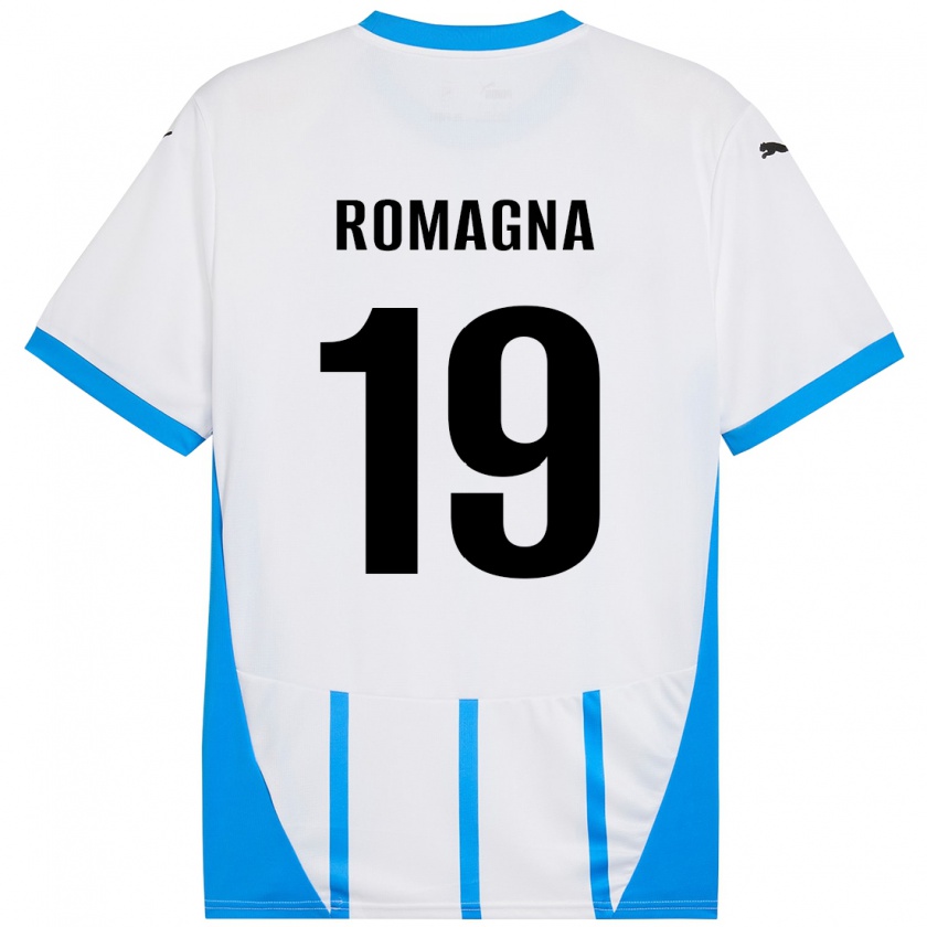 Kandiny Niño Camiseta Filippo Romagna #19 Blanco Azul 2ª Equipación 2024/25 La Camisa Chile