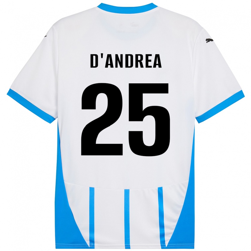 Kandiny Niño Camiseta Luca D'andrea #25 Blanco Azul 2ª Equipación 2024/25 La Camisa Chile