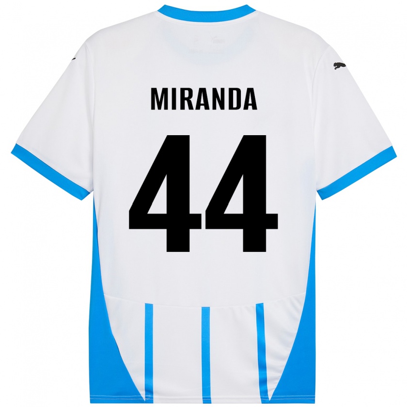 Kandiny Niño Camiseta Kevin Miranda #44 Blanco Azul 2ª Equipación 2024/25 La Camisa Chile