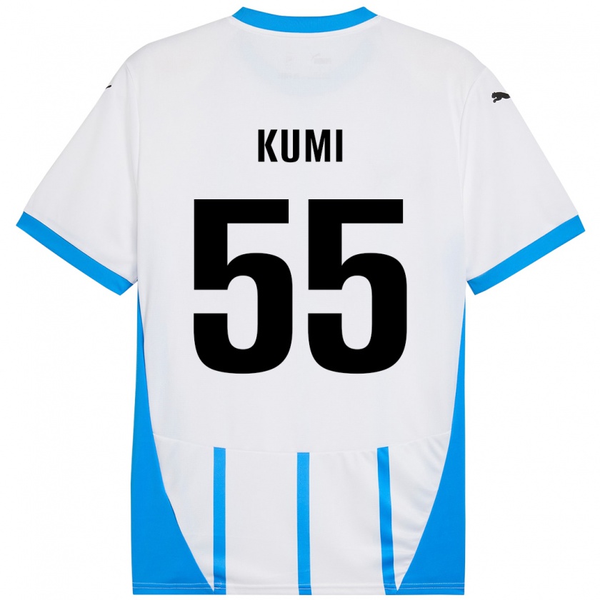 Kandiny Niño Camiseta Justin Kumi #55 Blanco Azul 2ª Equipación 2024/25 La Camisa Chile