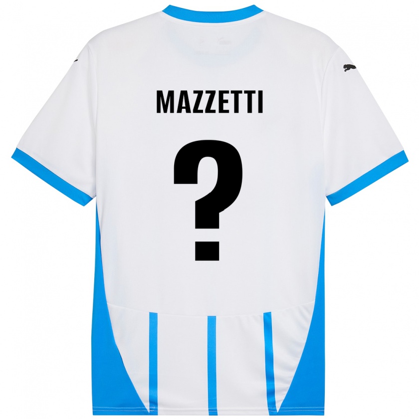 Kandiny Niño Camiseta Riccardo Mazzetti #0 Blanco Azul 2ª Equipación 2024/25 La Camisa Chile