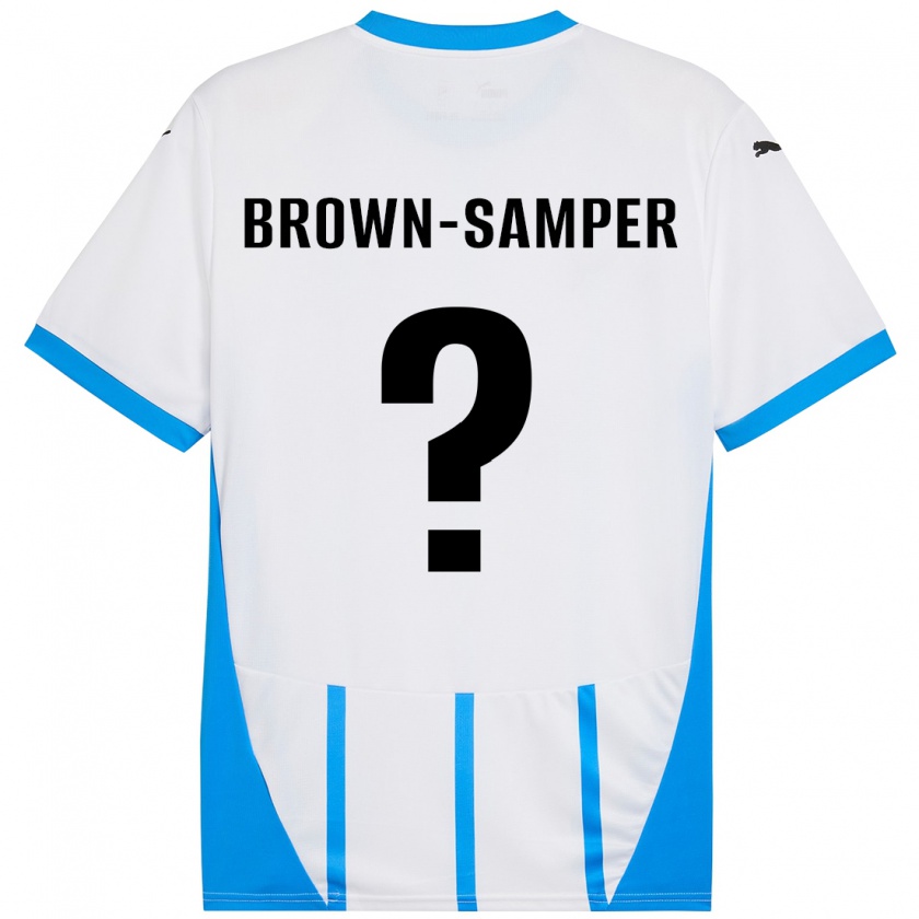 Kandiny Niño Camiseta Isaac Brown-Samper #0 Blanco Azul 2ª Equipación 2024/25 La Camisa Chile