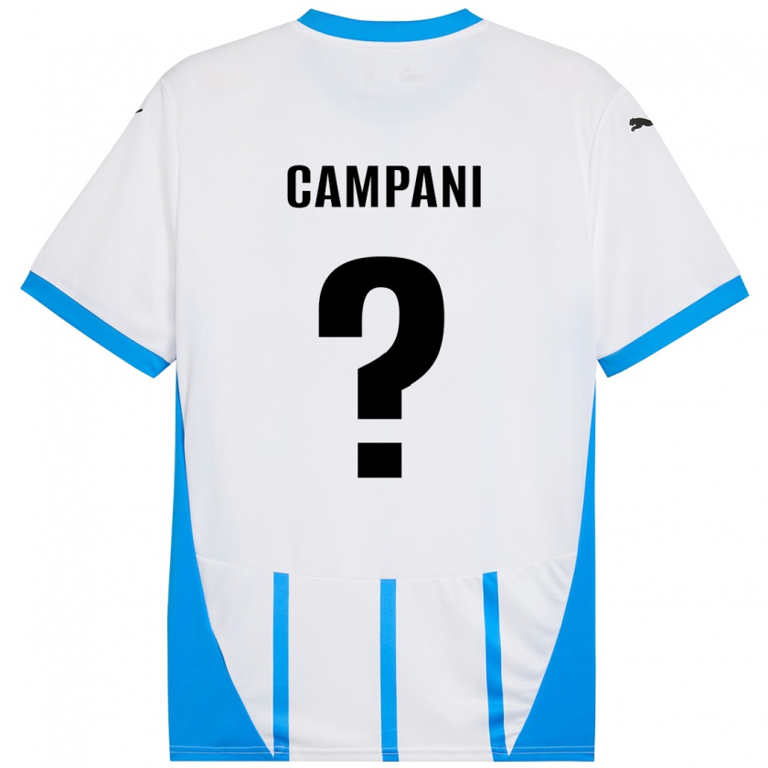 Kandiny Niño Camiseta Andrea Campani #0 Blanco Azul 2ª Equipación 2024/25 La Camisa Chile