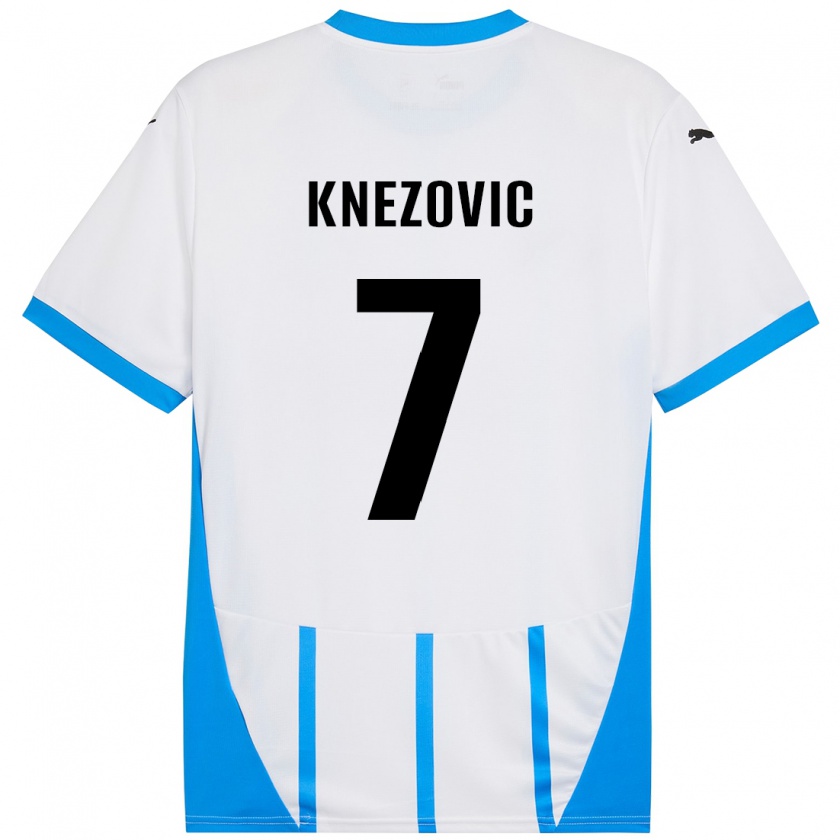 Kandiny Niño Camiseta Borna Knezovic #7 Blanco Azul 2ª Equipación 2024/25 La Camisa Chile