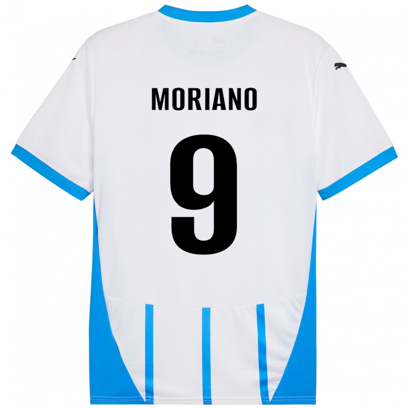 Kandiny Niño Camiseta Andrea Moriano #9 Blanco Azul 2ª Equipación 2024/25 La Camisa Chile