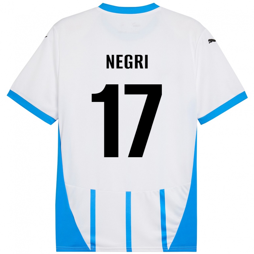 Kandiny Niño Camiseta Gabriele Negri #17 Blanco Azul 2ª Equipación 2024/25 La Camisa Chile