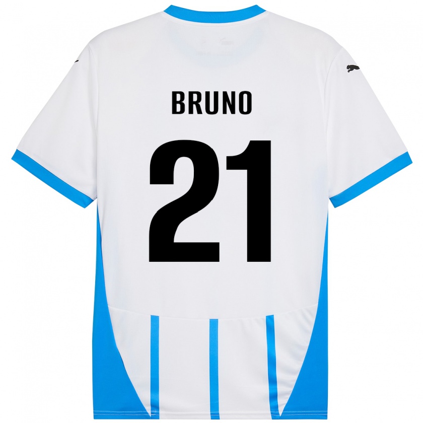 Kandiny Niño Camiseta Kevin Bruno #21 Blanco Azul 2ª Equipación 2024/25 La Camisa Chile