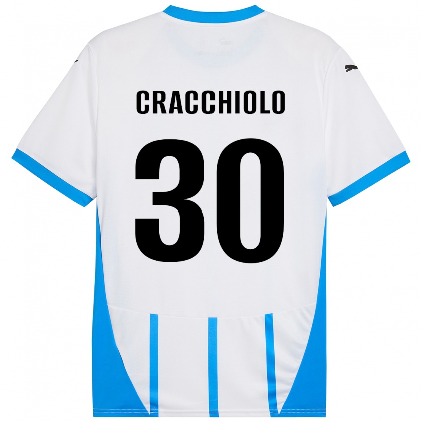 Kandiny Niño Camiseta Leonardo Cracchiolo #30 Blanco Azul 2ª Equipación 2024/25 La Camisa Chile