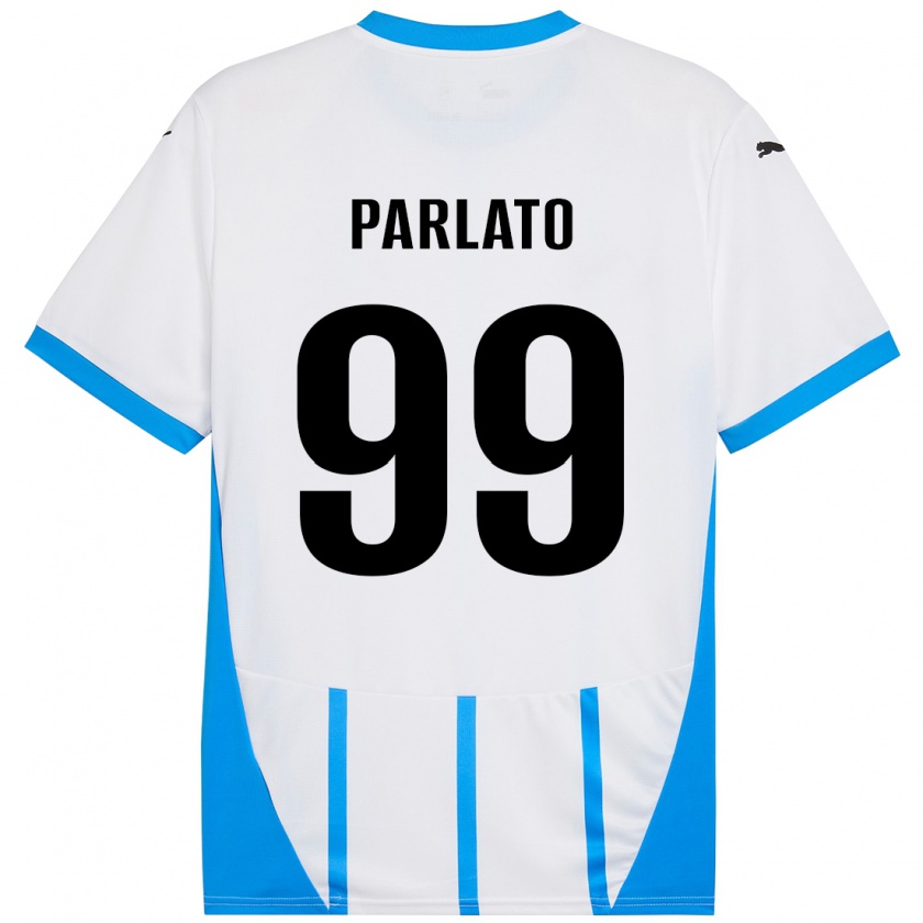 Kandiny Niño Camiseta Claudio Parlato #99 Blanco Azul 2ª Equipación 2024/25 La Camisa Chile