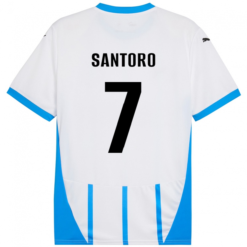 Kandiny Niño Camiseta Erika Santoro #7 Blanco Azul 2ª Equipación 2024/25 La Camisa Chile