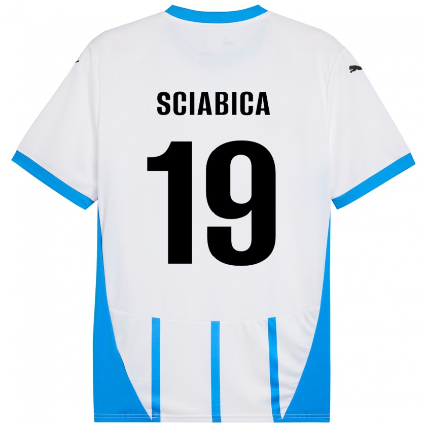 Kandiny Niño Camiseta Manuela Sciabica #19 Blanco Azul 2ª Equipación 2024/25 La Camisa Chile