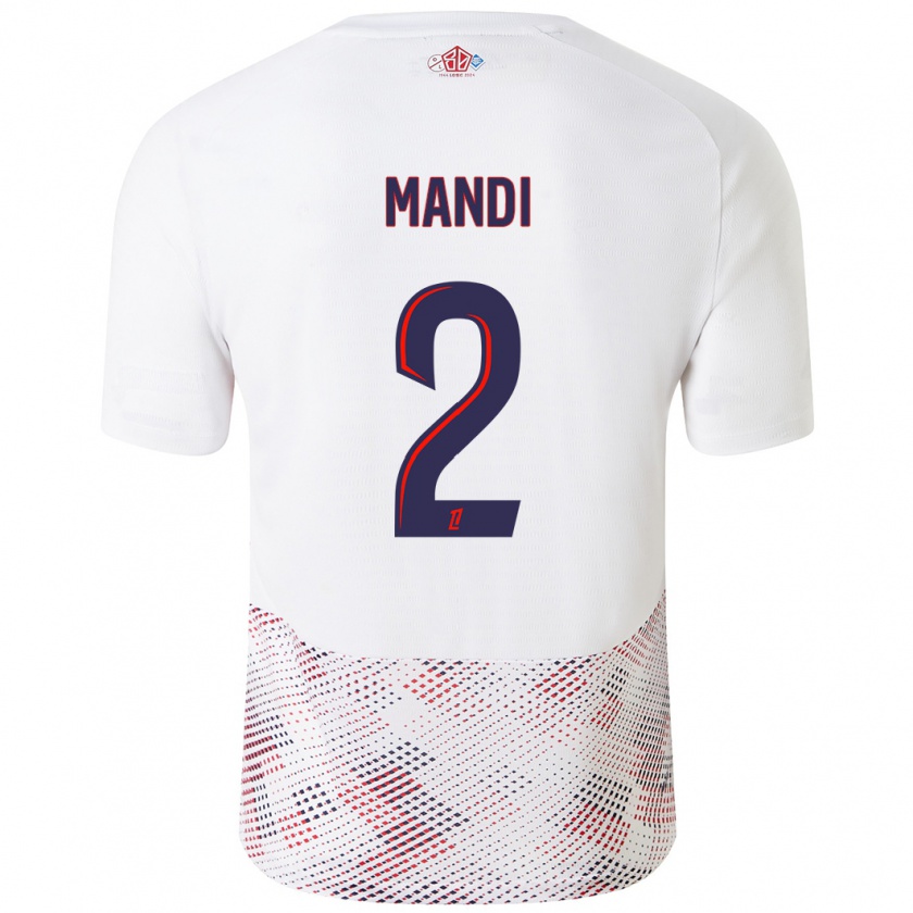 Kandiny Niño Camiseta Aïssa Mandi #2 Blanco Azul Real 2ª Equipación 2024/25 La Camisa Chile