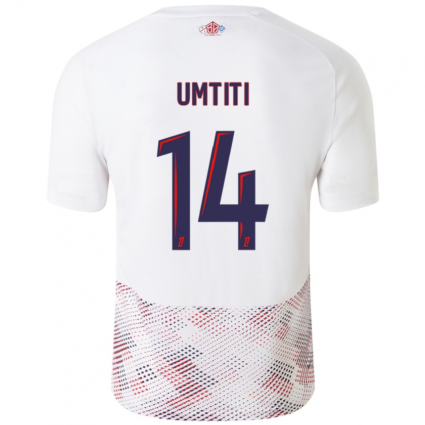 Kandiny Niño Camiseta Samuel Umtiti #14 Blanco Azul Real 2ª Equipación 2024/25 La Camisa Chile