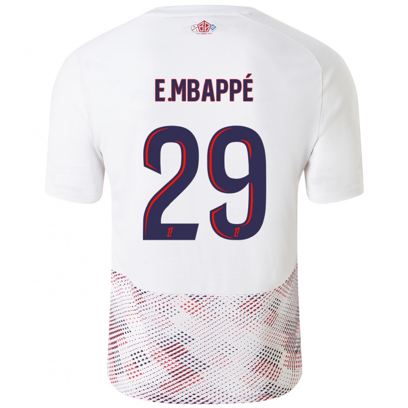 Kandiny Niño Camiseta Ethan Mbappé #29 Blanco Azul Real 2ª Equipación 2024/25 La Camisa Chile