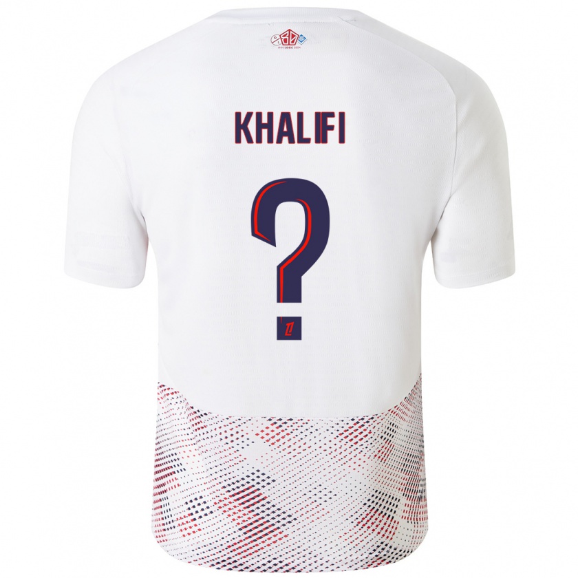 Kandiny Niño Camiseta Yassine Khalifi #0 Blanco Azul Real 2ª Equipación 2024/25 La Camisa Chile