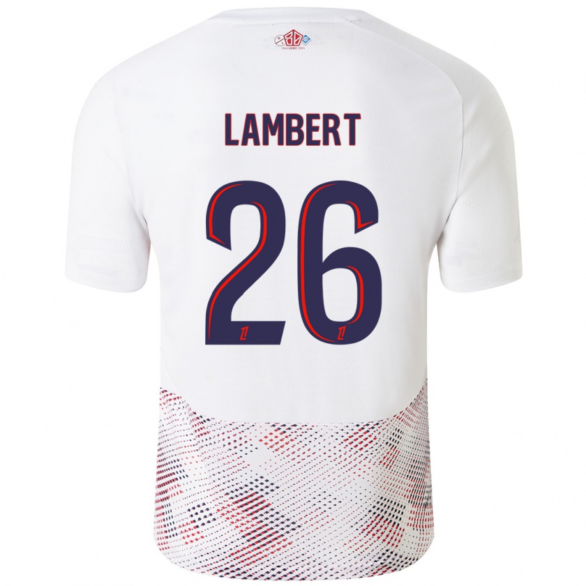 Kandiny Niño Camiseta Anaïs Lambert #26 Blanco Azul Real 2ª Equipación 2024/25 La Camisa Chile