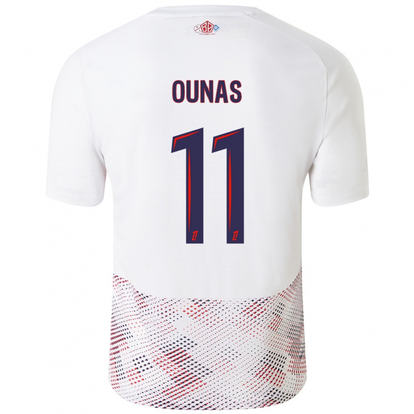 Kandiny Niño Camiseta Adam Ounas #11 Blanco Azul Real 2ª Equipación 2024/25 La Camisa Chile