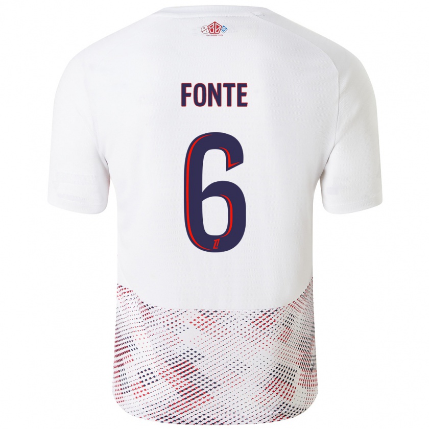 Kandiny Niño Camiseta Jose Fonte #6 Blanco Azul Real 2ª Equipación 2024/25 La Camisa Chile