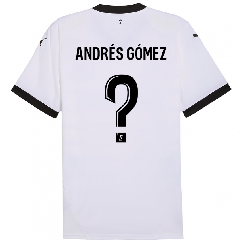 Kandiny Niño Camiseta Carlos Andrés Gómez #0 Blanco Negro 2ª Equipación 2024/25 La Camisa Chile