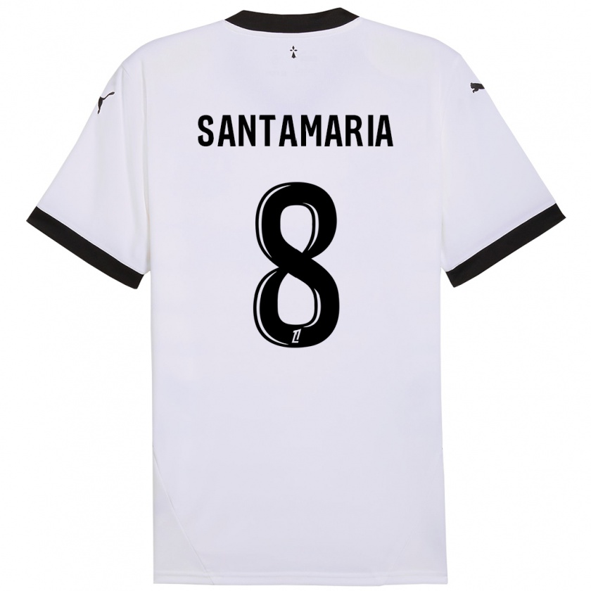 Kandiny Niño Camiseta Baptiste Santamaria #8 Blanco Negro 2ª Equipación 2024/25 La Camisa Chile