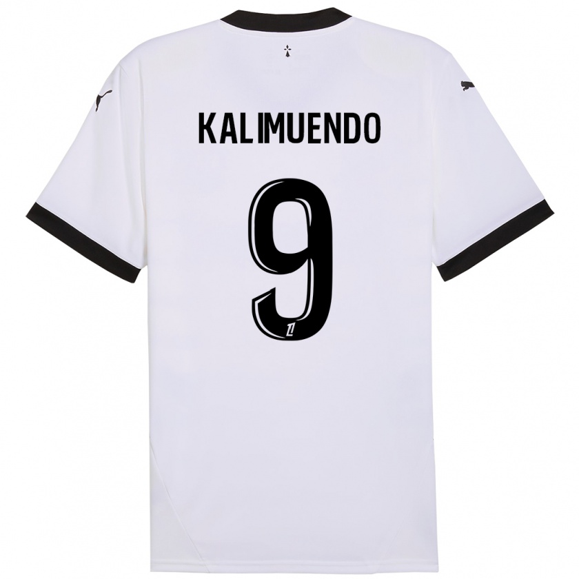 Kandiny Niño Camiseta Arnaud Kalimuendo #9 Blanco Negro 2ª Equipación 2024/25 La Camisa Chile