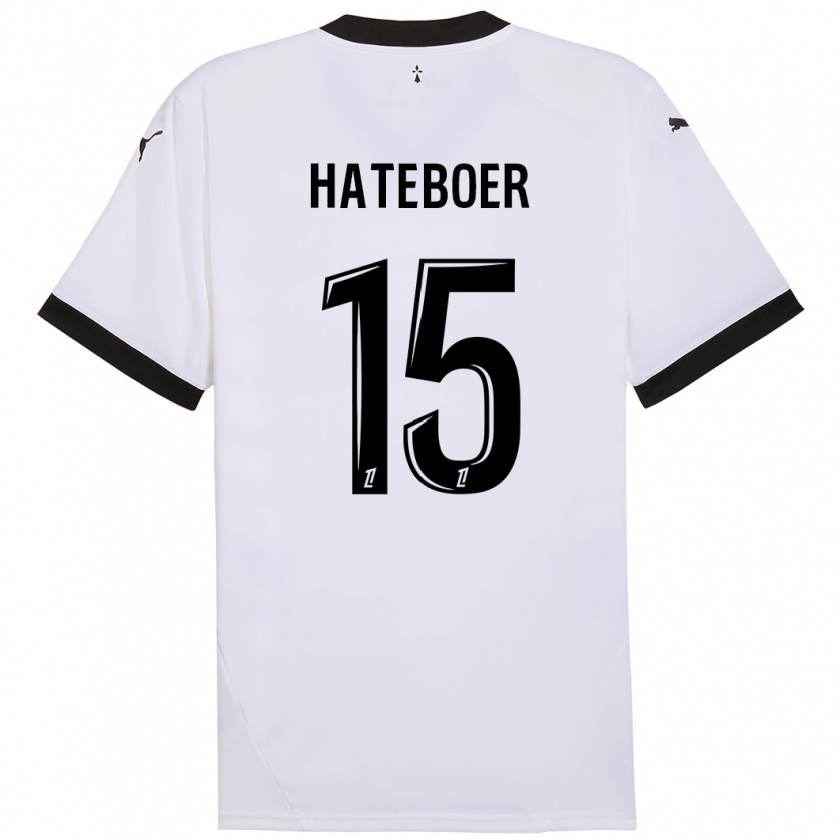 Kandiny Niño Camiseta Hans Hateboer #15 Blanco Negro 2ª Equipación 2024/25 La Camisa Chile