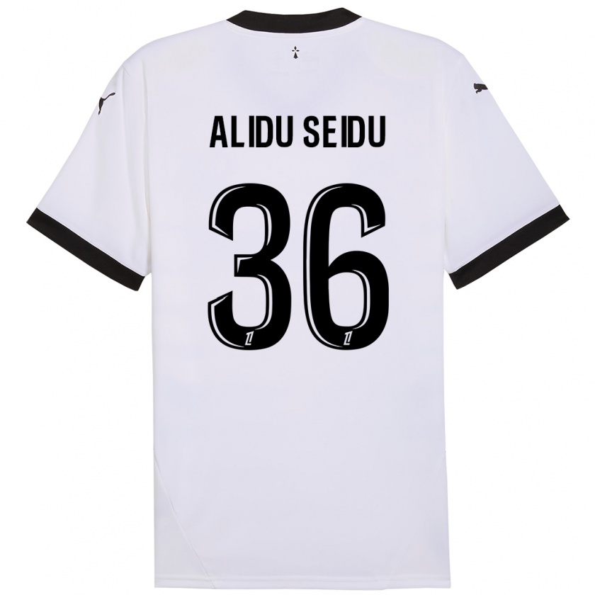 Kandiny Niño Camiseta Alidu Seidu #36 Blanco Negro 2ª Equipación 2024/25 La Camisa Chile