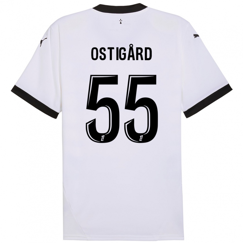 Kandiny Niño Camiseta Leo Østigård #55 Blanco Negro 2ª Equipación 2024/25 La Camisa Chile