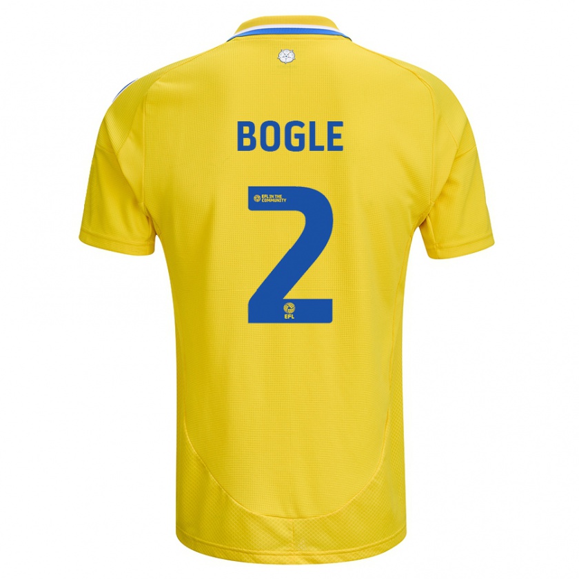 Kandiny Niño Camiseta Jayden Bogle #2 Amarillo Azul 2ª Equipación 2024/25 La Camisa Chile