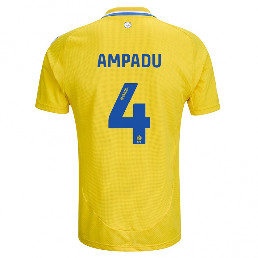 Kandiny Niño Camiseta Ethan Ampadu #4 Amarillo Azul 2ª Equipación 2024/25 La Camisa Chile