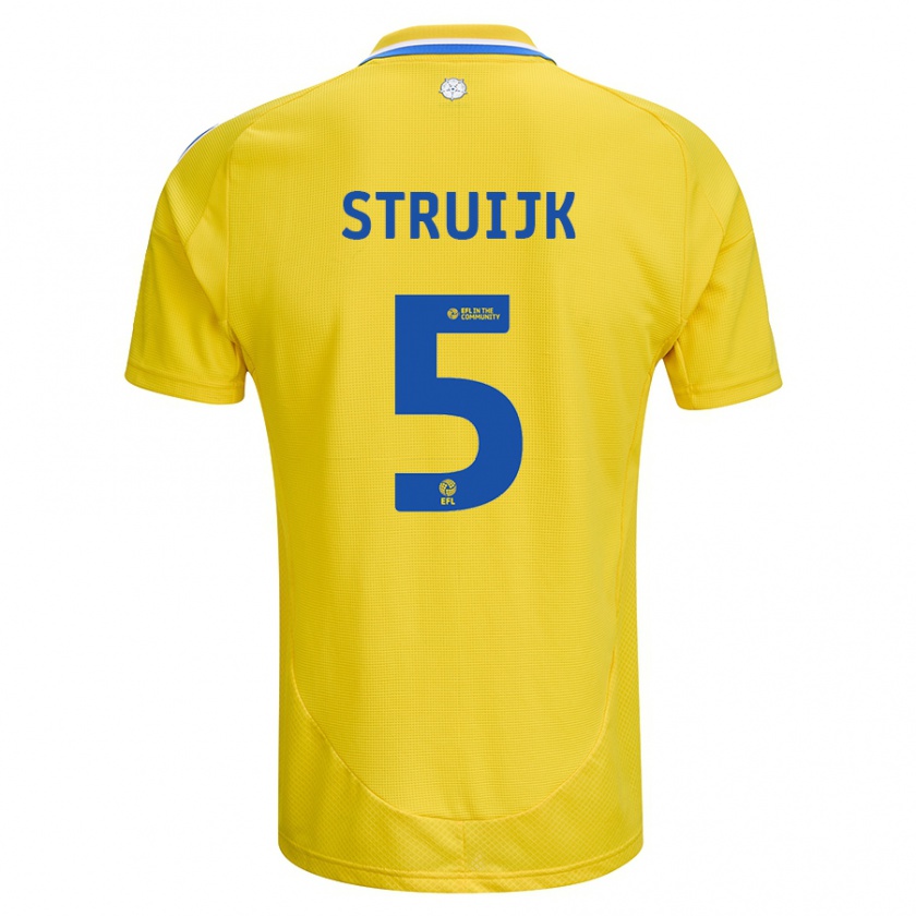 Kandiny Niño Camiseta Pascal Struijk #5 Amarillo Azul 2ª Equipación 2024/25 La Camisa Chile